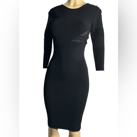 VELVET Graham & Spencer ~ Long Sleeve Body Contour Fitted Black Dress - Picture 2 of 11